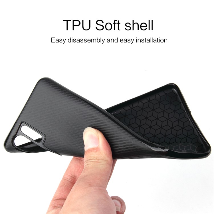 Carbon Fiber Texture Soft TPU Cell Phone Case for Huawei P30 Pro - Black-4