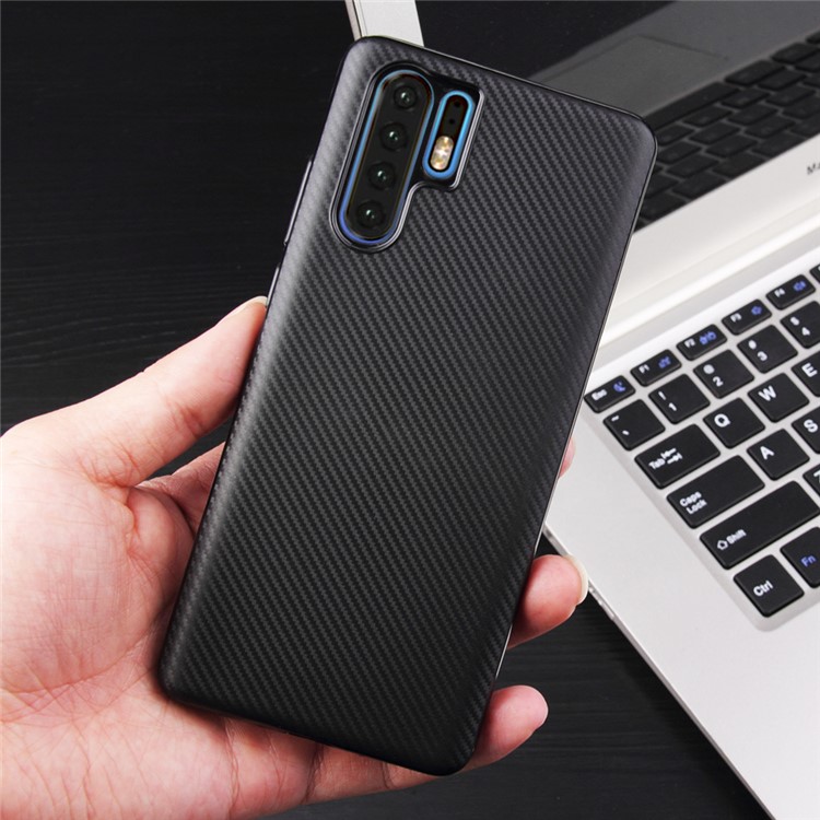 Carbon Fiber Texture Soft TPU Cell Phone Case for Huawei P30 Pro - Black-5