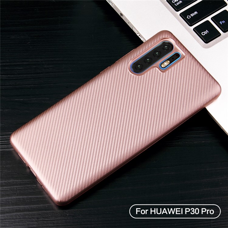 Carbon Fiber Texture Soft TPU Case Accessory for Huawei P30 Pro - Rose Gold-2