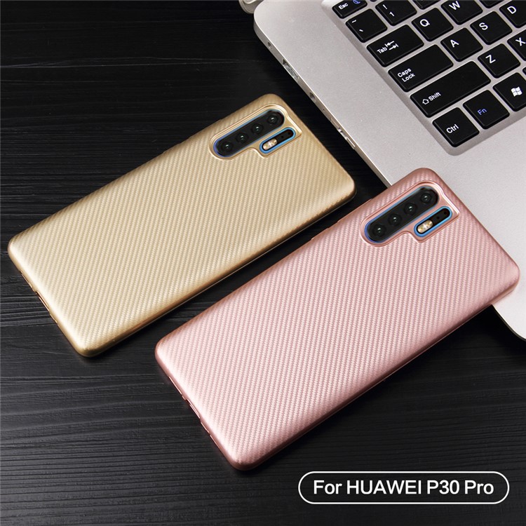 Carbon Fiber Texture Soft TPU Case Accessory for Huawei P30 Pro - Rose Gold-3
