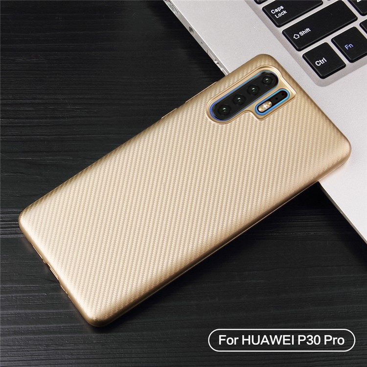 Carbon Fiber Texture Soft TPU Mobile Shell for Huawei P30 Pro - Gold-2