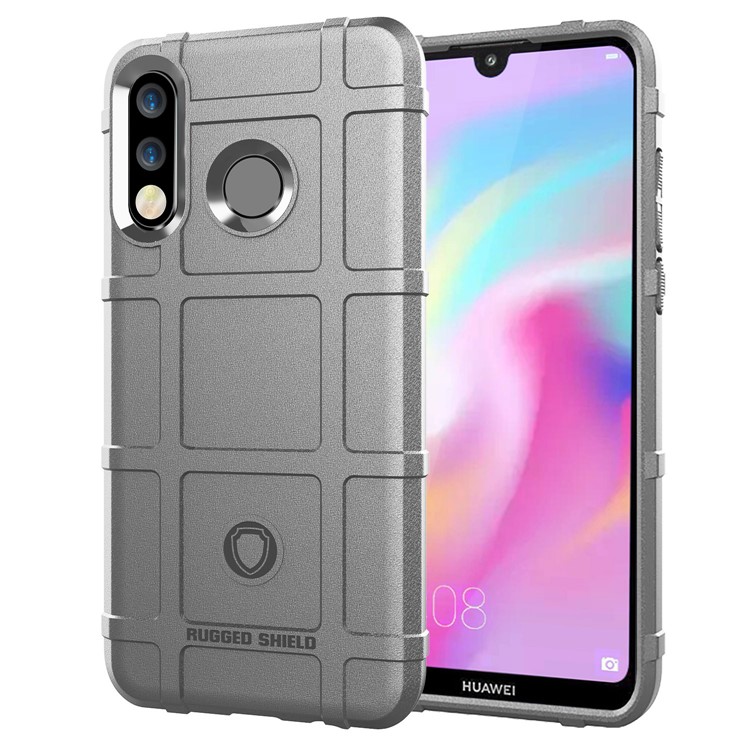 Anti-shock Square Grid Texture TPU Back Case for Huawei P30 Lite - Grey