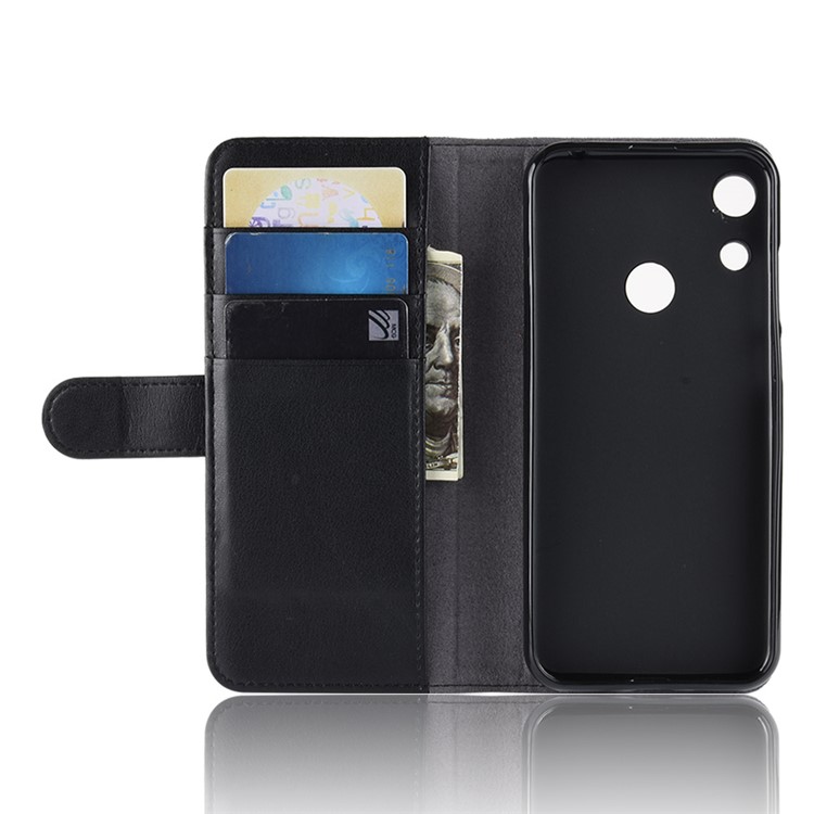 Genuine Split Leather Wallet Stand Phone Case for Huawei Honor 8A - Black-5