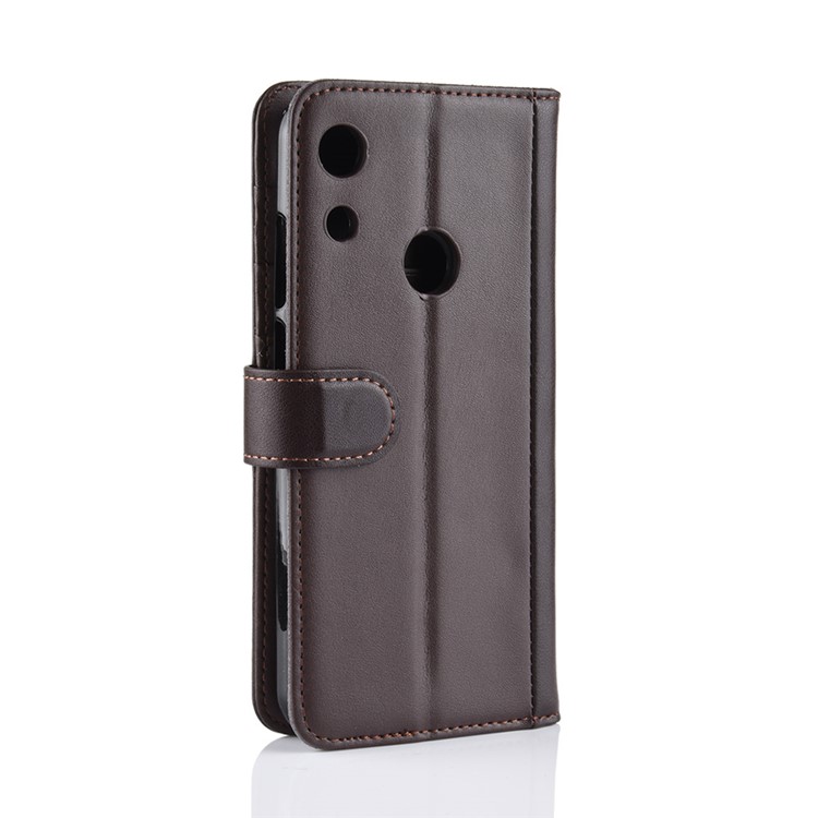 Genuine Split Leather Wallet Stand Mobile Cover for Huawei Honor 8A - Brown-4