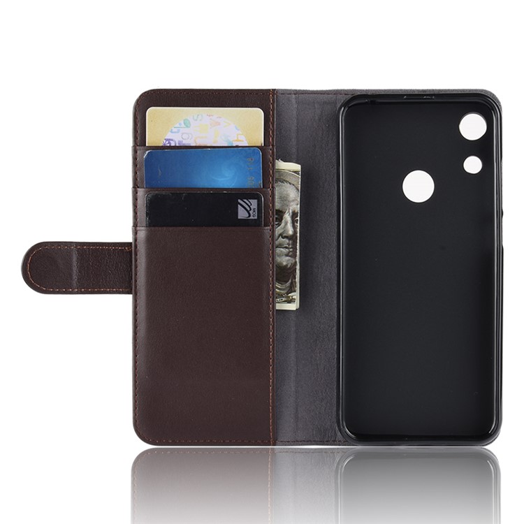 Genuine Split Leather Wallet Stand Mobile Cover for Huawei Honor 8A - Brown-5