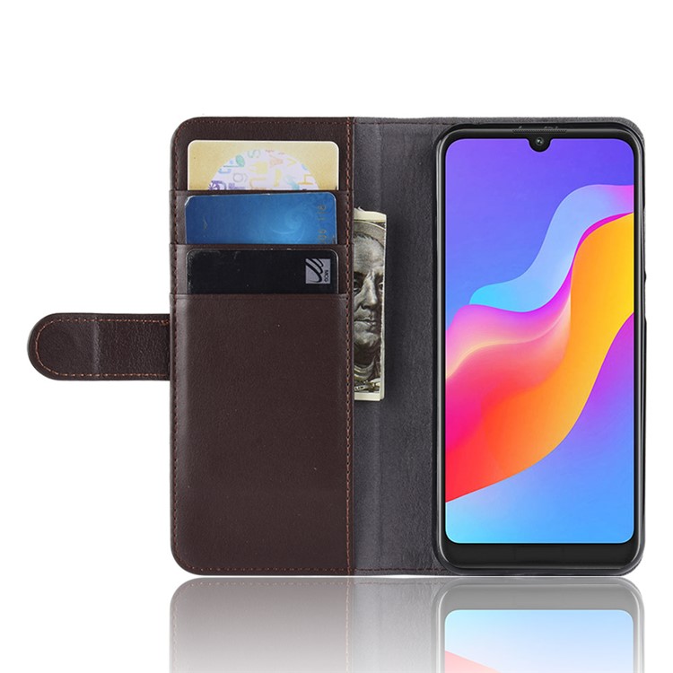 Genuine Split Leather Wallet Stand Mobile Cover for Huawei Honor 8A - Brown-6