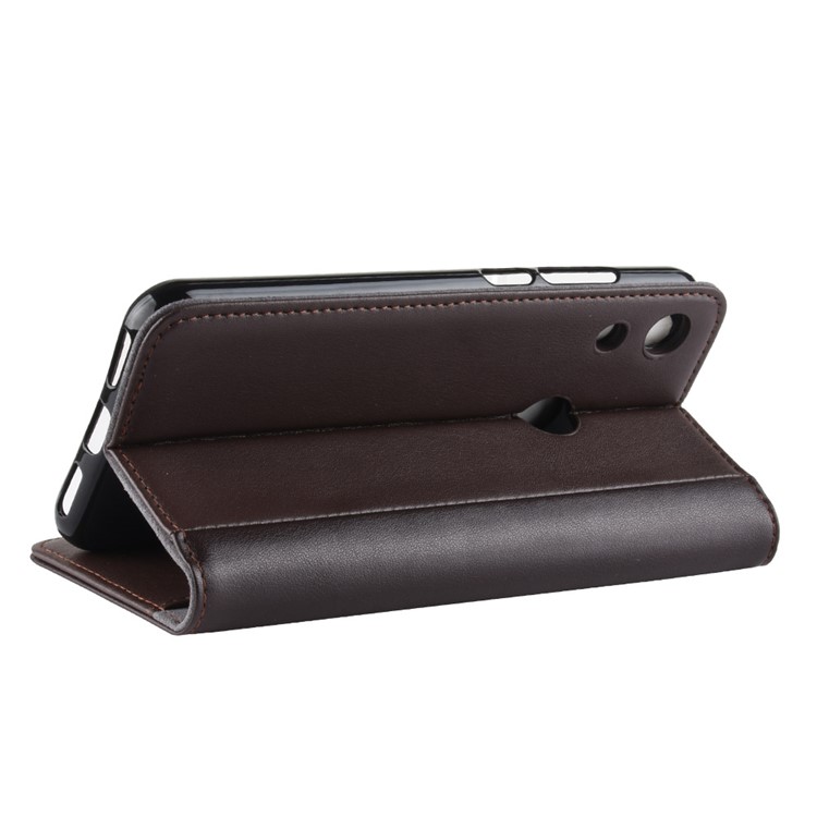 Genuine Split Leather Wallet Stand Mobile Cover for Huawei Honor 8A - Brown-8