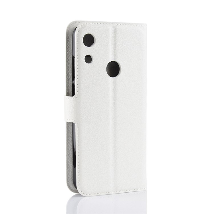 Litchi Skin Wallet Leather Stand Casing for Huawei Honor 8A - White-3
