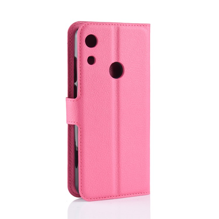 Litchi Skin Wallet Leather Stand Phone Casing for Huawei Honor 8A - Rose-3