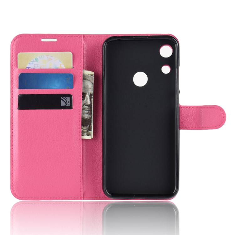 Litchi Skin Wallet Leather Stand Phone Casing for Huawei Honor 8A - Rose-4