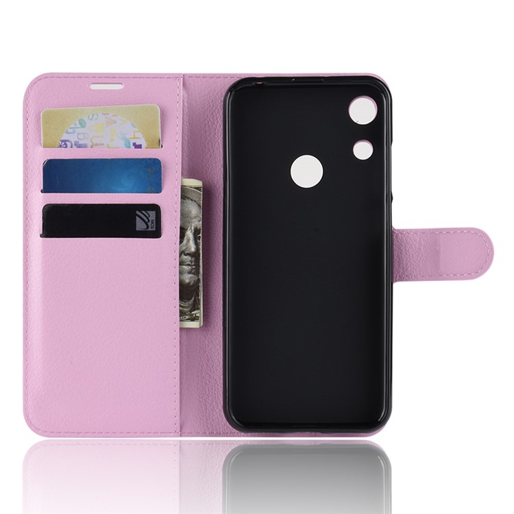 Litchi Skin Wallet Leather Stand Mobile Shell for Huawei Honor 8A - Pink-4