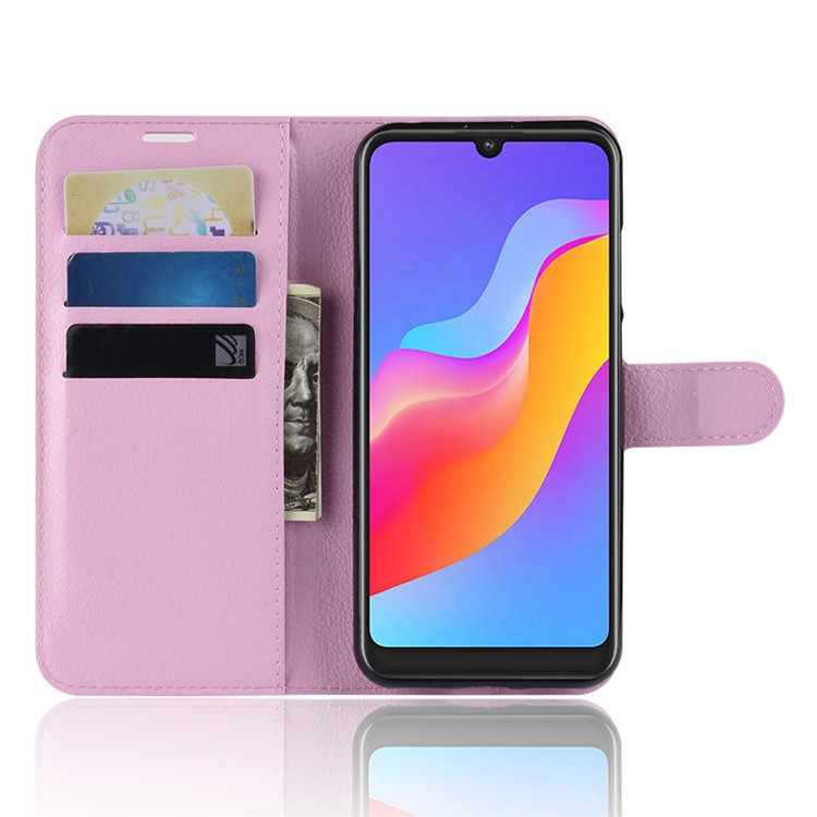 Litchi Skin Wallet Leather Stand Mobile Shell for Huawei Honor 8A - Pink-5