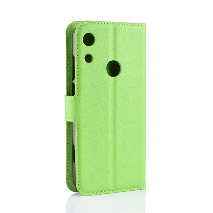 Litchi Skin Wallet Leather Stand Protection Case for Huawei Honor 8A - Green-3