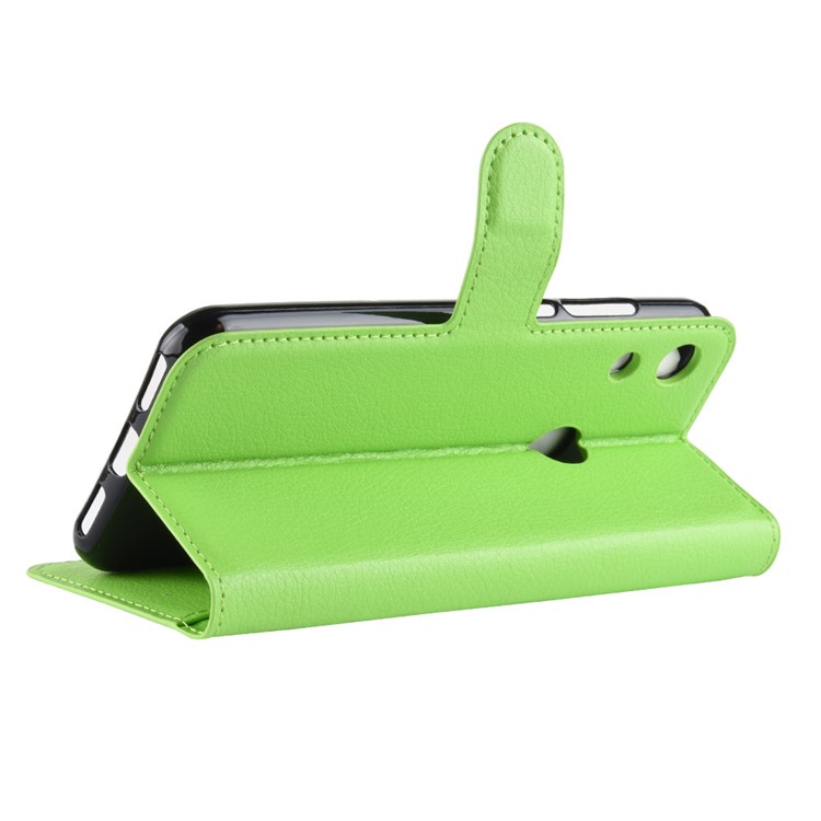 Litchi Skin Wallet Leather Stand Protection Case for Huawei Honor 8A - Green-6
