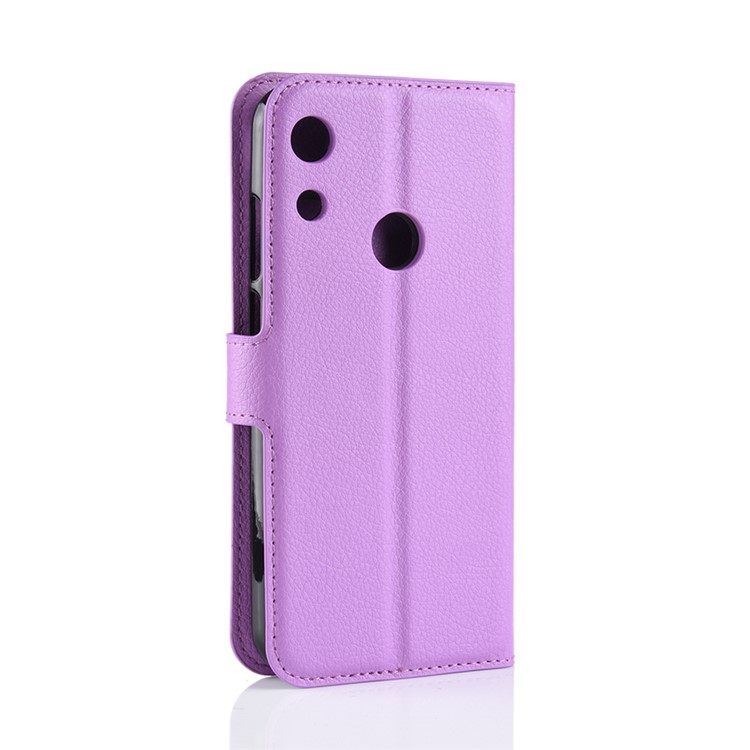Litchi Skin Wallet Leather Stand Protective Shell for Huawei Honor 8A - Purple-3