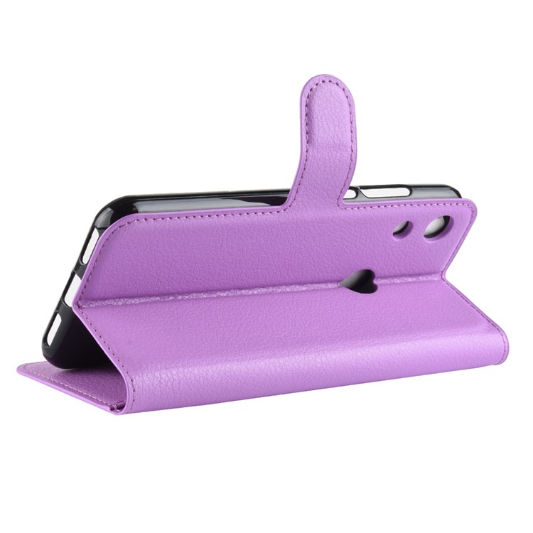 Litchi Skin Wallet Leather Stand Protective Shell for Huawei Honor 8A - Purple-6