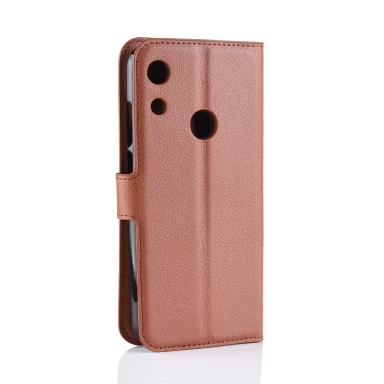 Litchi Skin Wallet Leather Stand Cell Phone Case for Huawei Honor 8A - Brown-3