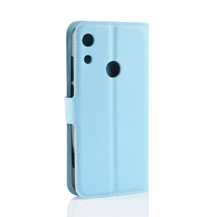 Litchi Skin Wallet Leather Phone Case Accessory for Huawei Honor 8A - Blue-3