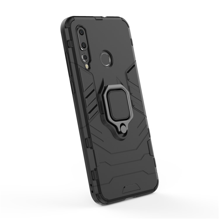 For Huawei nova 4 Finger Ring Kickstand PC + TPU Hybrid Phone Case - Black-4