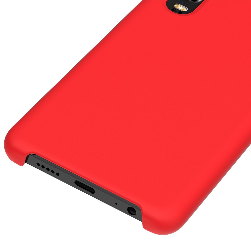 For Huawei P30 Liquid Silicone Protector Case with Soft Anti-Scratch Microfiber Lining - Red-2