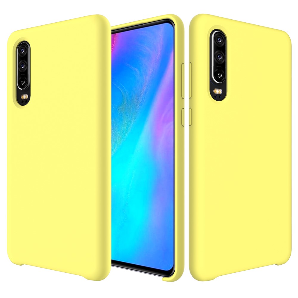 Liquid Silicone Protector Mobile Phone Case for Huawei P30 - Yellow-1