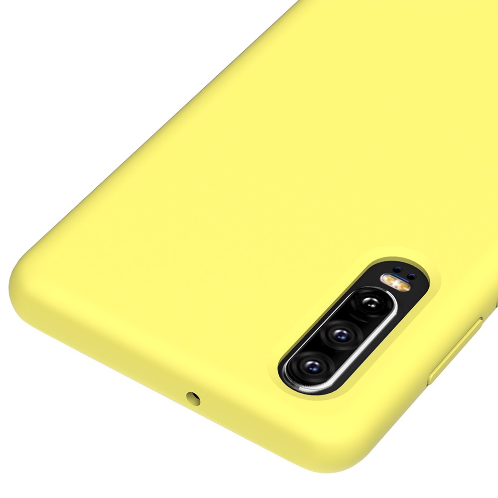Liquid Silicone Protector Mobile Phone Case for Huawei P30 - Yellow-3