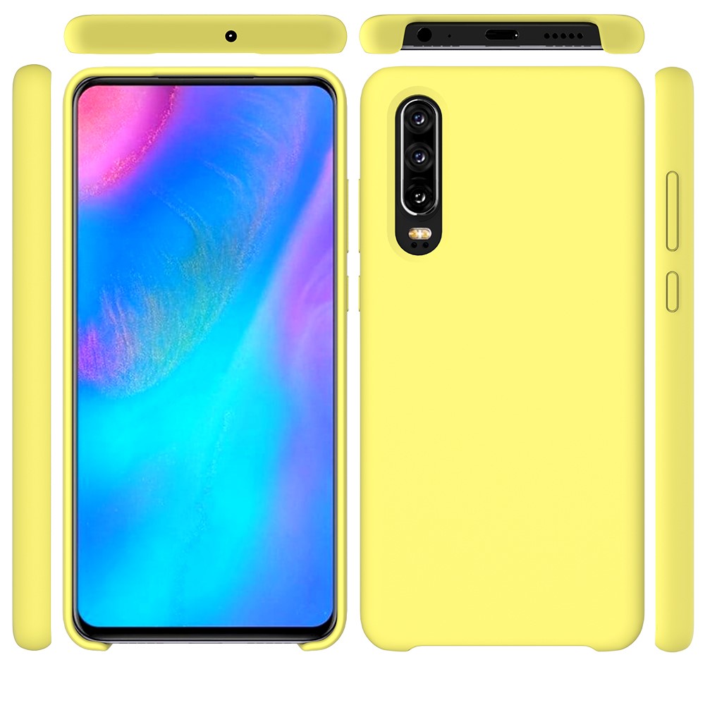 Liquid Silicone Protector Mobile Phone Case for Huawei P30 - Yellow-5