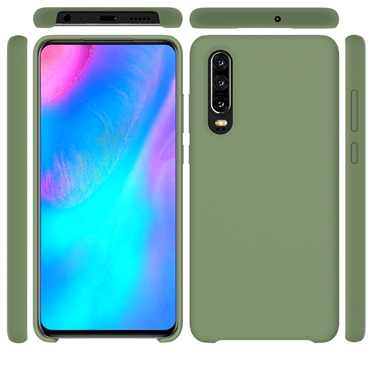 Liquid Silicone Protector Back Case for Huawei P30 - Green-5