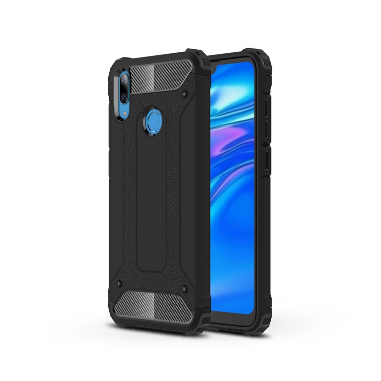 For Huawei Y7 (2019) Armor Guard Plastic + TPU Hybrid Mobile Casing - Black-1