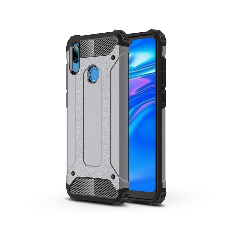 For Huawei Y7 (2019) Armor Guard Plastic + TPU Hybrid Phone Accessory Case - Grey-1