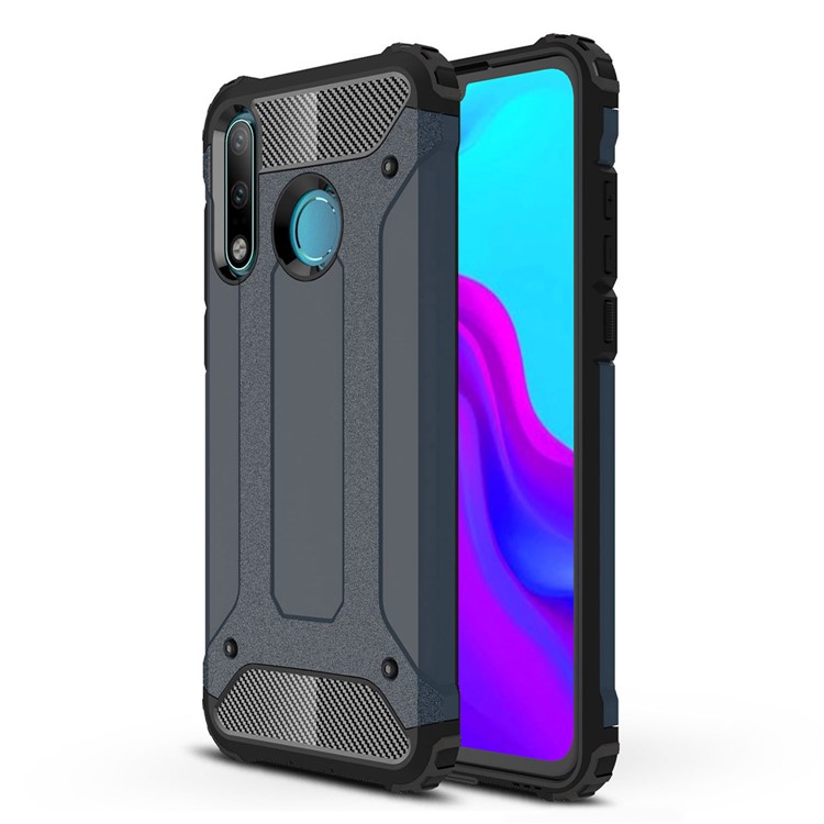 Heavy Duty Rugged Hybrid Cell Phone Case (Plastic + TPU) for Huawei P30 Lite - Dark Blue-1