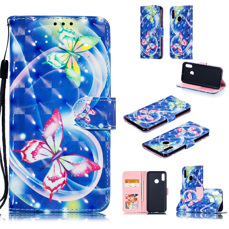 Pattern Printing Light Spot Decor Leather Wallet Case for Huawei Honor 10 Lite / P Smart (2019) - Vivid Butterfly-1