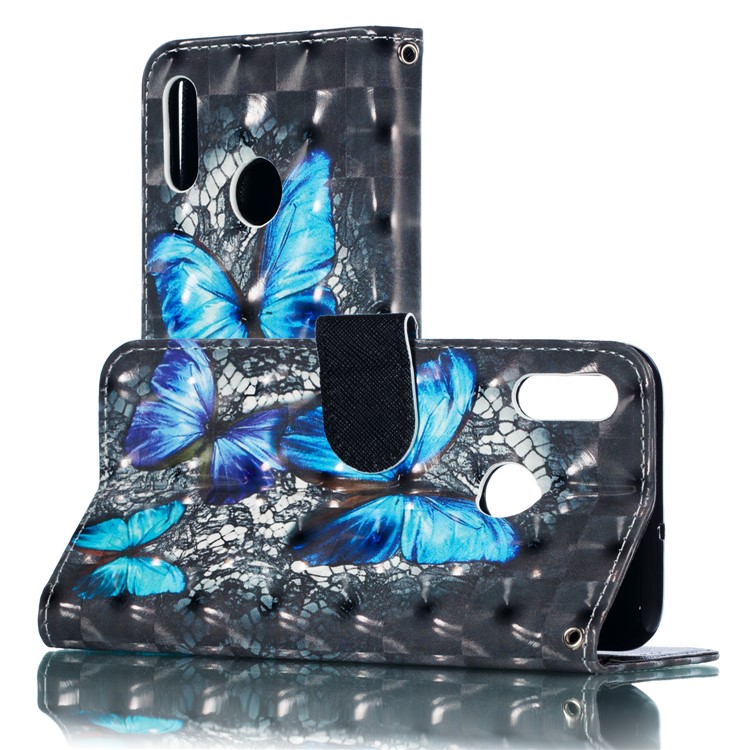 Pattern Printing Light Spot Decor Leather Wallet Case Cover for Huawei Honor 10 Lite / P Smart (2019) - Blue Butterfly-2