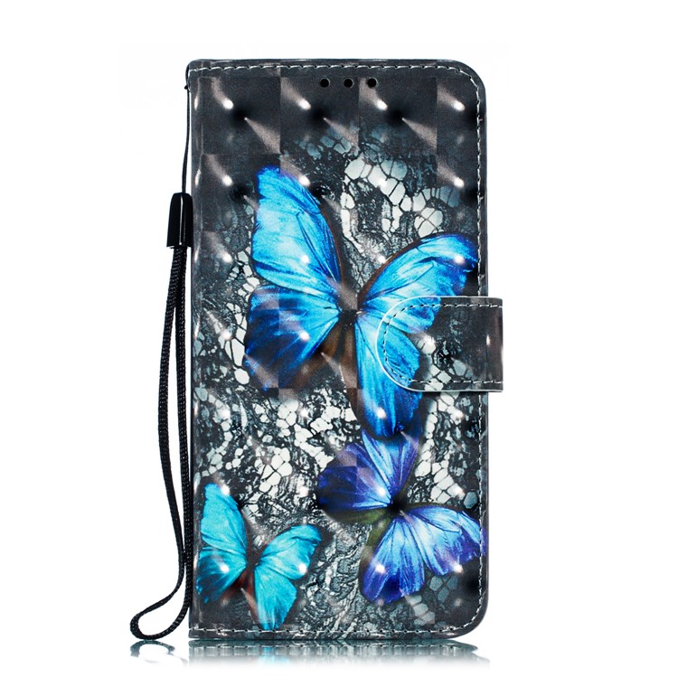 Pattern Printing Light Spot Decor Leather Wallet Case Cover for Huawei Honor 10 Lite / P Smart (2019) - Blue Butterfly-3