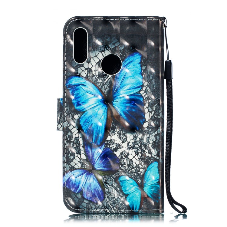 Pattern Printing Light Spot Decor Leather Wallet Case Cover for Huawei Honor 10 Lite / P Smart (2019) - Blue Butterfly-4