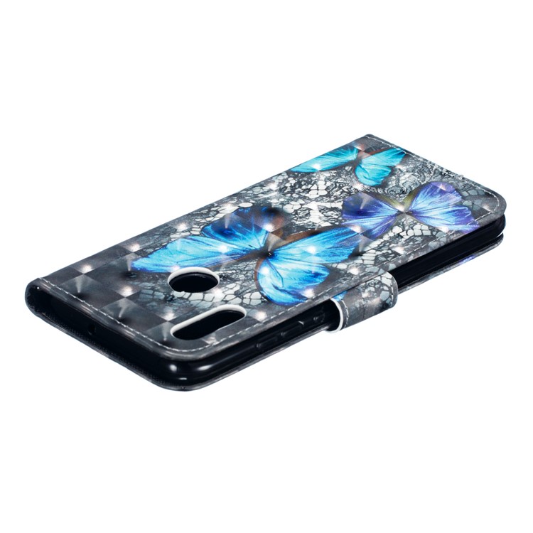 Pattern Printing Light Spot Decor Leather Wallet Case Cover for Huawei Honor 10 Lite / P Smart (2019) - Blue Butterfly-6