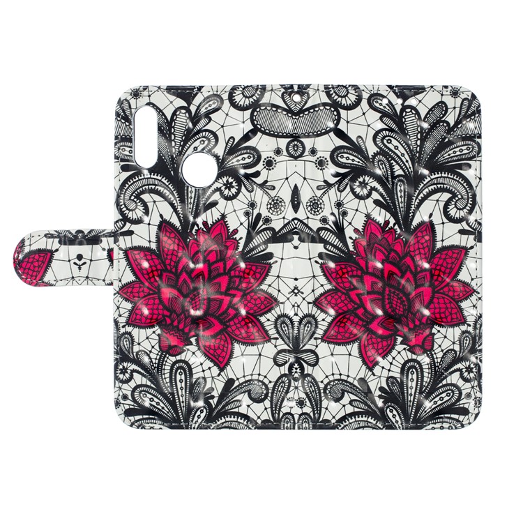 Pattern Printing Light Spot Decor PU Leather Wallet Case for Huawei Honor 10 Lite / P Smart (2019) - Red Flower-5