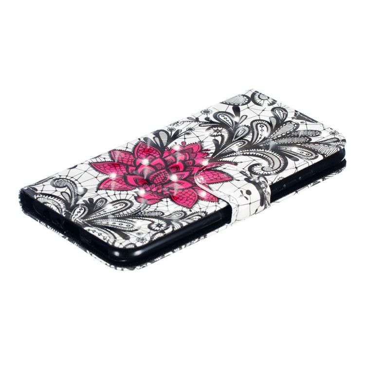 Pattern Printing Light Spot Decor PU Leather Wallet Case for Huawei Honor 10 Lite / P Smart (2019) - Red Flower-6
