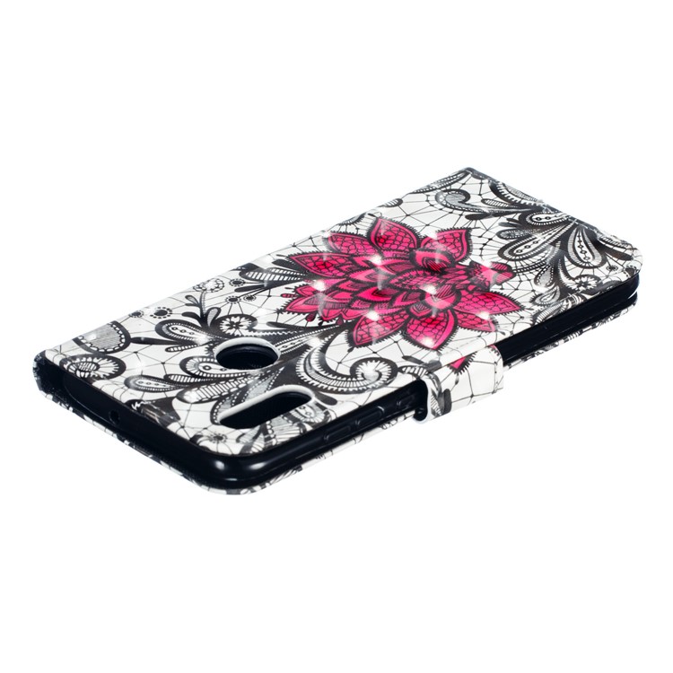 Pattern Printing Light Spot Decor PU Leather Wallet Case for Huawei Honor 10 Lite / P Smart (2019) - Red Flower-7