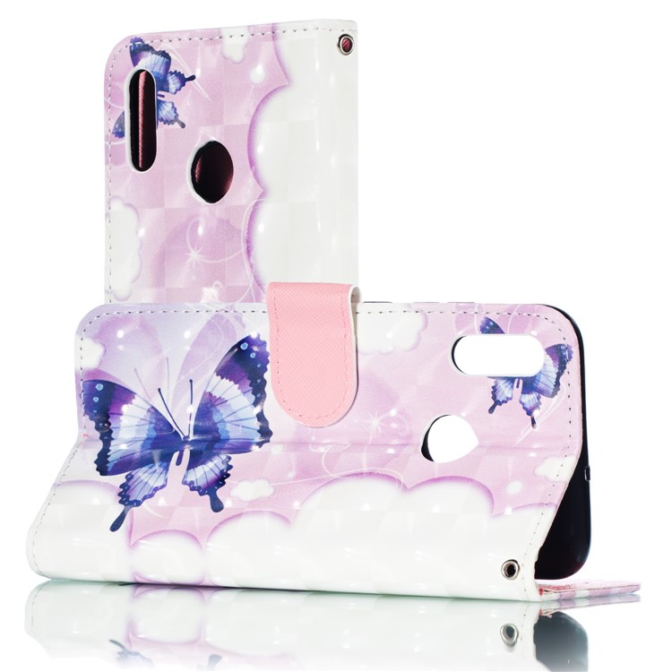 Pattern Printing Light Spot Decor Leather Wallet Stand Case for Huawei Honor 10 Lite / P Smart (2019) - Colorized Butterfly-2