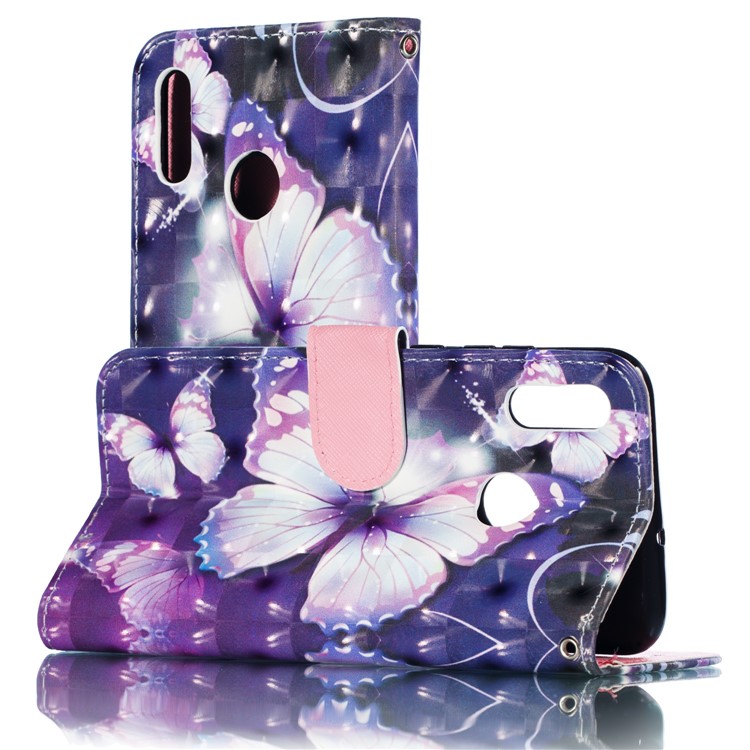 Pattern Printing Light Spot Decor Magnetic Leather Wallet Case for Huawei Honor 10 Lite / P Smart (2019) - Purple Butterfly-2