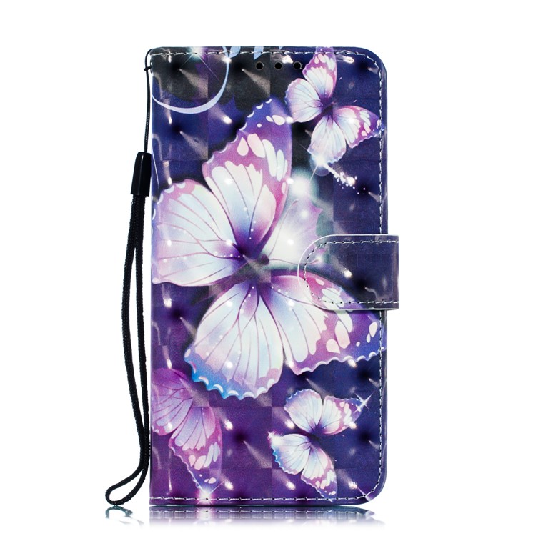 Pattern Printing Light Spot Decor Magnetic Leather Wallet Case for Huawei Honor 10 Lite / P Smart (2019) - Purple Butterfly-3