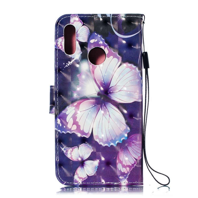 Pattern Printing Light Spot Decor Magnetic Leather Wallet Case for Huawei Honor 10 Lite / P Smart (2019) - Purple Butterfly-4