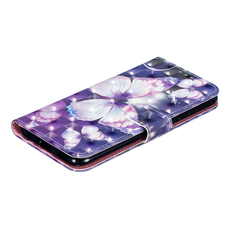 Pattern Printing Light Spot Decor Magnetic Leather Wallet Case for Huawei Honor 10 Lite / P Smart (2019) - Purple Butterfly-6