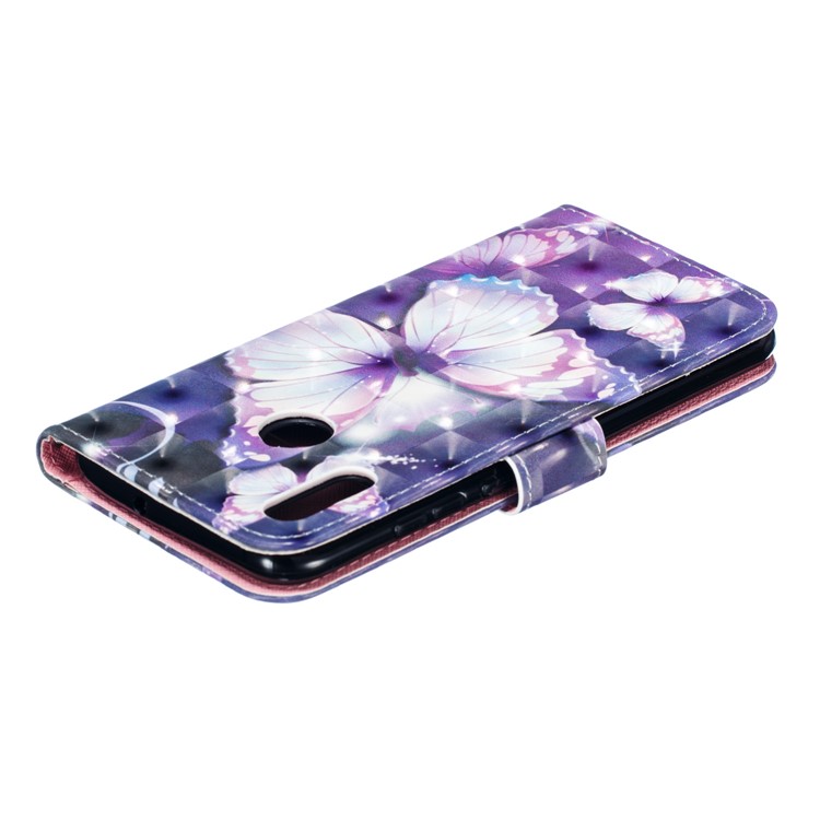 Pattern Printing Light Spot Decor Magnetic Leather Wallet Case for Huawei Honor 10 Lite / P Smart (2019) - Purple Butterfly-7