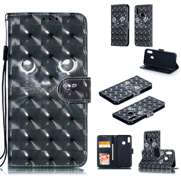 Pattern Printing Light Spot Decor Wallet Leather Protection Case for Huawei Honor 10 Lite / P Smart (2019) - Cat-1