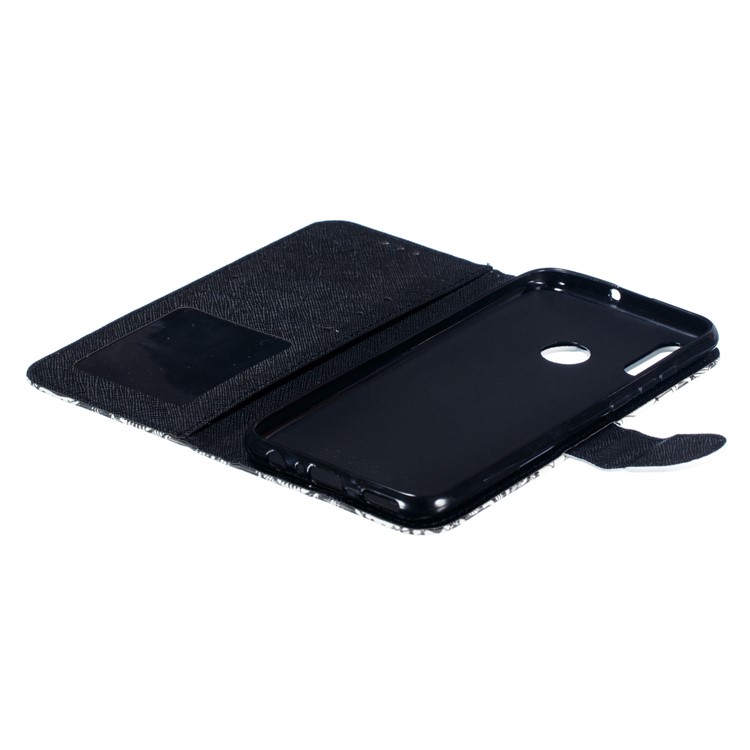 Pattern Printing Light Spot Decor Wallet Leather Protection Case for Huawei Honor 10 Lite / P Smart (2019) - Cat-8