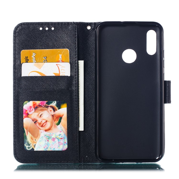 Pattern Printing Light Spot Decor Wallet Leather Protection Case for Huawei Honor 10 Lite / P Smart (2019) - Cat-9