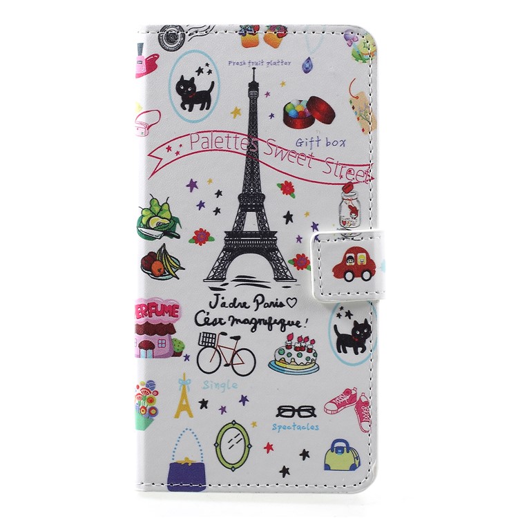 Estampa De Couro Do Plutônio Modelado Ficar Capa Protetora Para Honra Huawei 8A - Torre Eiffel-1
