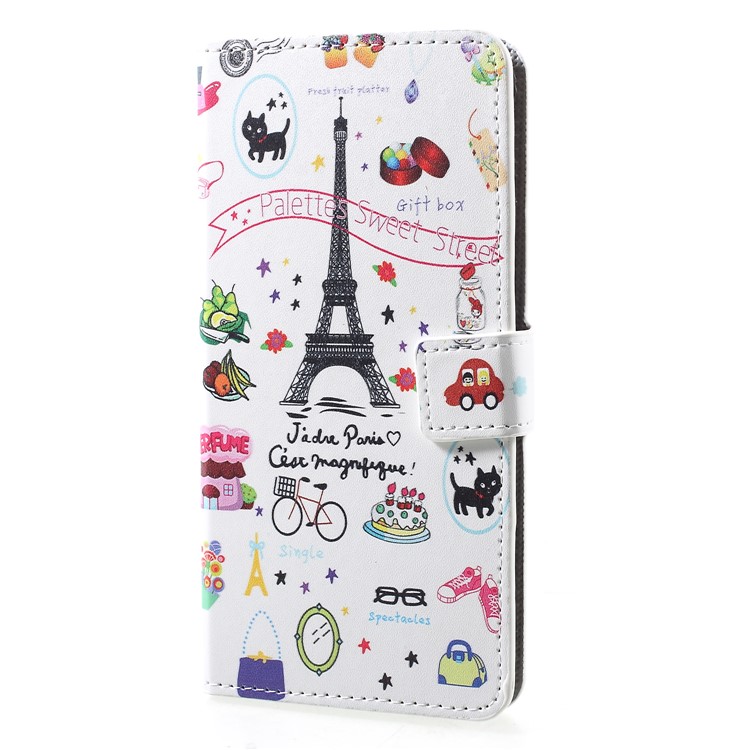 Estampa De Couro Do Plutônio Modelado Ficar Capa Protetora Para Honra Huawei 8A - Torre Eiffel-3